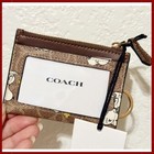 Coach X Peanuts Mini Skinny Id Case Signature Canvas W snoopy Print Cbt14 Nwt