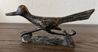 Vintage Solid Brass Roadrunner Running Statue Figurine Decor Patina 8 5  Long