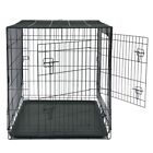 42  Pet Kennel Cat Dog Folding Steel Crate Animal Playpen Wire Metal With Tray
