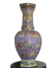 19 Inch Chinese Enamel Ceramic Vase  Flowers And Birds Hexagonal Vase