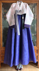 M-l Traditional Korean Hanbok Dress Set -pink Silk Top   Purple Skirt For Women