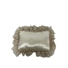 Vintage Satin Lace Wedding Ring Bearer Pillow Bridal Ceremony In Solid Beige