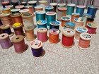 Vintage Thread Lot Of 55 Spools Some Wooden Spools Mixed Lot Variety Of Colors 