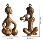 Metal Musician Set Wall Home Decor Showpiece Tabla Flute Hanging Statue Figurine