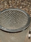 Vintage Diamond Cut Glass Bar Ice Bucket With Silver Plated Rim And Handles