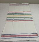Vintage Kitchen Towel  Cotton  By Startex  Woven Stripes  White  Red  Blue