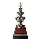 Vtg Bombay Company Obelisk Oxblood Red Silver Plated Wood Traditional 12 5  H