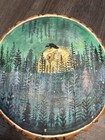 Handmade Hand-painted Wood Slice Decor Crow Forest Scene Home D  cor Accent