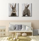 Bunny Decor Nursery Wall Art Prints  Brown Lovely Rabbit Pictures For Baby Ki   