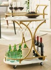Jrhrxxy 2-tier Bar Cart gold Wine Cart With Wine Rack   Glass Holder home Servin