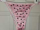 Vintage Girly Cute Pink Heart String Bikini Panties  Size Large