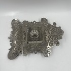 Vintage Ornate Solid Brass Inkwell Victorian Crystal Well Art Nouveau Ink Desk