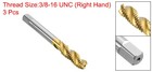 3pcs Spiral Flute Thread Taps 3 8-16 Unc Titanium Coated Screw Threading