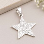 925 Sterling Silver Star Pendant Hammered Handmade Celestial Necklace Charm D36