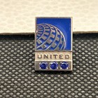 Vtg Authentic Sterling Silver 925 United Air Lines Enamel Blue Stones Lapel Pin