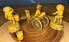 Jpn Antig Mini Figurines Geisha On Rickshaw  Fisherman   Water Carrier Celluloid