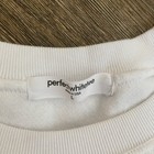 Perfect White Tee Inside Out Fleece French Terry Bracelet Sleeve Crew Large L