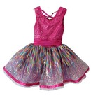 Weissman Large Child Rainbow Hot Pink Sequin Tulle Dance Costume Recital Dress