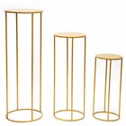 3 Pcs Gold Metal Flower Stand - Elegant Column Decor For Weddings   Events