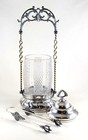 Antique Pairpoint 659 Pickle Castor  Silver Plate   Brass  Glass Jar With Tongs