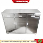 304 Stainless Steel Sterile Safe Storage Cabinet With 3 Drawers For Hospitals