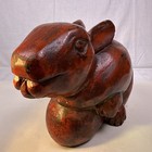 Large 7    T X 10    L Boxwood Hand Carved Japanese Netsuke Style Seated Rabbit