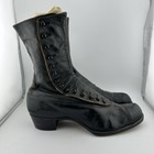 Antique 1800s Ladies Victorian Boots Black Button Up Leather Shabby Chic Decor