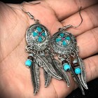 Women s 1920s Vintage Navajo Native American Silver Antique Earrings Handmade