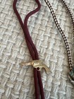 Vintage Metal Pistol Revolver   Turquoise Look Western Brown Metal Tips Bolo Tie