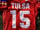 Tulsa Golden Hurricane  15 Game Worn Nike Football Jersey L Red Throwback Ncaa