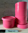Tupperware One Touch  2  Canister Set Stackable Flamingo 2 Cups - Container New