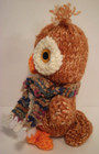 Amigurumi Crocheted Owl 6  Scarf Plush Stuffed Animal Handmade Stuffie Brown