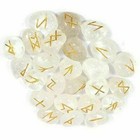 Clear Quartz Rune Set Polished Stone Engraved Symbol 25 Pcs Set Crystal Reiki
