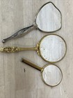 Vanity Hand Mirror Victorian Lot Of 3 Antique Vintage Brass   Metal