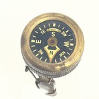 Vintage German Brass Pin To Coat Hunting Compass W  Engraved Stag   Oak Leaves