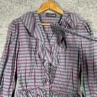 Vintage 70s 80s Garfinckels Washington Shirt Ruffle Dress Size Small Plaid Belt