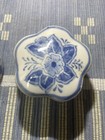 Antique 19 Century Chinese Porcelain Pair Of Pill   s Boxes Hand Painted Flowers