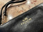 Coach Corner Zip Wristlet Wallet Pebbled Black Leather New With Tags