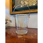 Vintage Glass Ice Bucket With Metal Handle Mid Century Barware