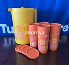 Tupperware 80th Anniversay Classic Sheer Gallon Pitcher   Tumbler Set Daisy New