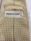 Pronto-uomo Men s Gold Tan Black 100  Silk Hand Made Neck Tie Square   Circle