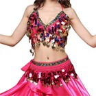 Belly Dance Costume Top Bra Sequin Hip Scarf Fancy Dance Top Glitter Waist Belt