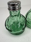 Salt Pepper Shakers Vintage Green Clear Glass