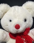 Vintage 1984 Applause White Teddy Bear Plush Red Nose Scarf 13  Toy Pet Lovey