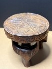 African Hand-carved Wood Stool Table W  Water Buffalo Legs Tribal Ghana Congo