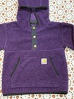 Girls Sz 6 Carhartt Sherpa Fleece Pullover Hoodie Shacket Purple Heart Snaps
