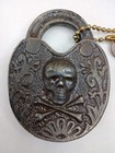 Rare  Antique Skeletons Skull Industrial Vintage Original Padlock With Key Works