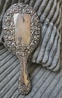 Antique Sterling Silver Handheld Mirror With Ornate Floral Design