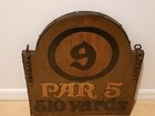 Vintage Wood   Iron Golf Course Double Sided Sign Hole 9 Par 5 510 Yds Rare 