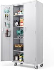 Metal Storage Cabinet With Wheels  72   Tall Garage Storage Cabinet